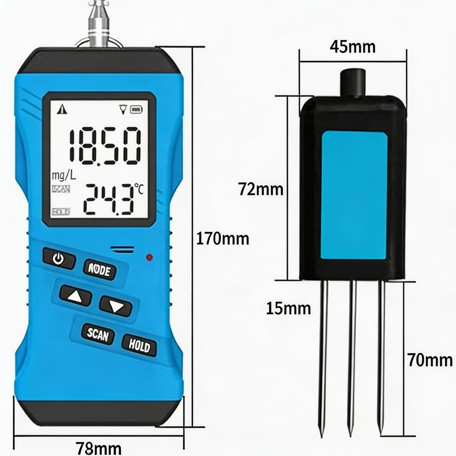 Misuratore Multifunzionale Di Npk Del Terreno, Misuratore Di Precisione Per La Rilevazione Del Terreno Con Schermo Retroilluminato, Misuratore Di Ph, Umidità, Temperatura, Ec E Conducibilità Del