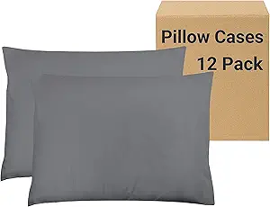 ZPECC Pillow Cases Standard Size Set of 12, 20x26 Envelope Closure Pillowcases, Soft Plain Brushed Microfiber Covers Hypoallergenic Breathable, Gray