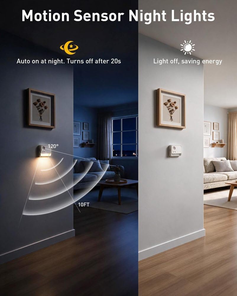 OOWOKS LED Nachtlicht mit Bewegungsmelder Innen Akku 3 Stück Treppenbeleuchtung mit Motion Sensor 3 Lichtfarbe Aufladbar Magnetische Bewegungsmelder Licht Ohne Steckdose für Flur Treppe Küche Bad