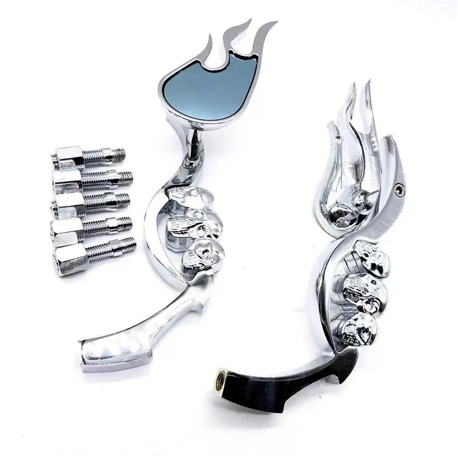 Espejo retrovisor de calavera y llama para solucionar la falta de estilo en moto de 10mm