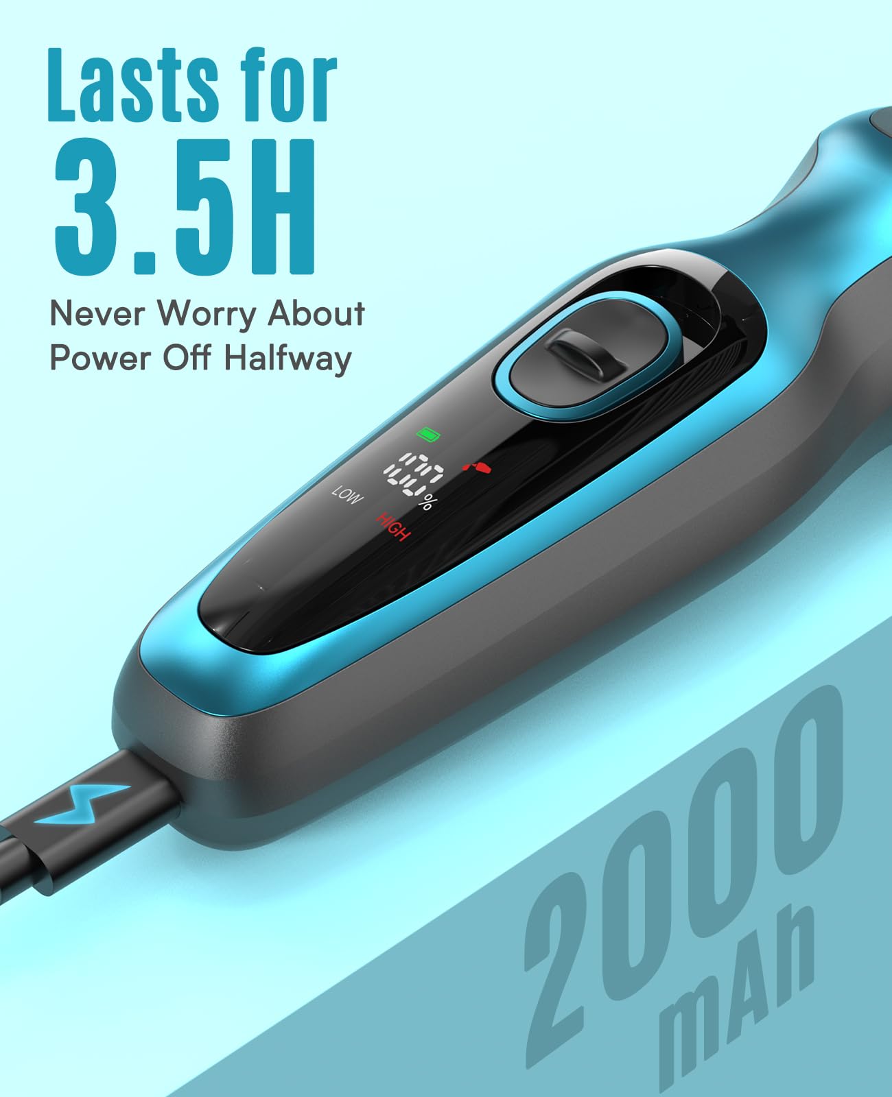oneisall Cortapelos silencioso para perros, cortapelos profesional para perros y gatos, cortapelos eléctrico para mascotas con motor potente de 7000RPM, apto para pelo grueso/enmarañado de mascotas