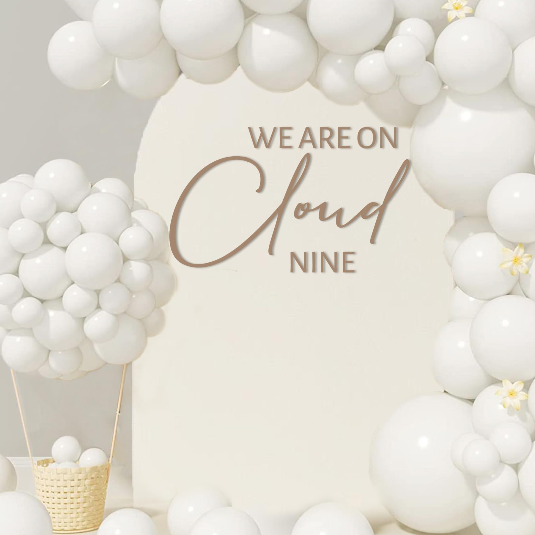 On Cloud Nine Decal for Ballon Arch Peel and Stick - Cloud Baby Shower Decorations,We are On Cloud 9 Welcome to Baby Shower Sign,Gender Reveal Party Stickers, On Cloud Nine Bridal Shower Decorations