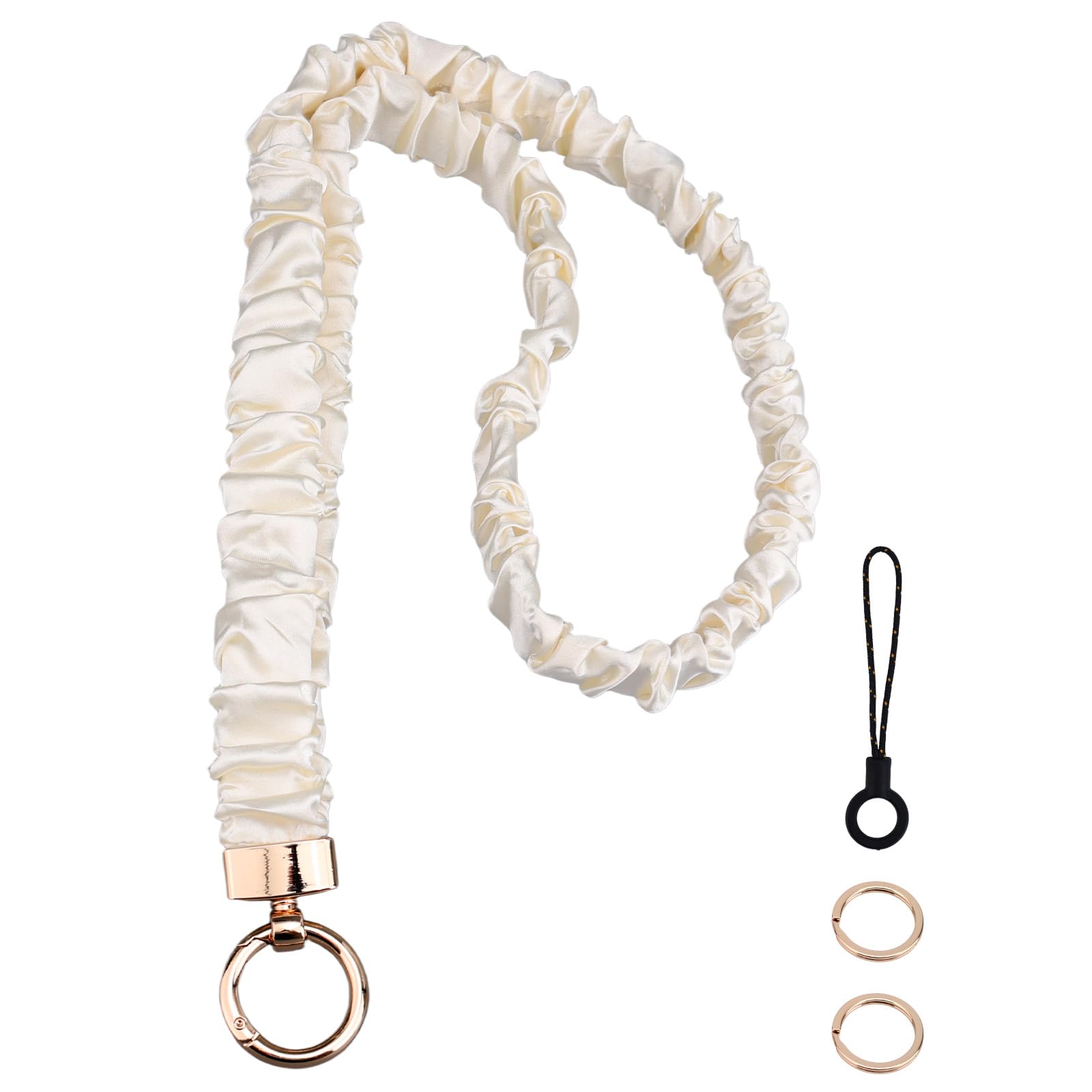 Laccetto Elastico il Collo, Graziosi Laccetti Elastici con 2 Anelli e 1 Laccetto Cellulare per Badge Identificativi Chiavi Portachiavi Retrattile per Insegnanti Donne
