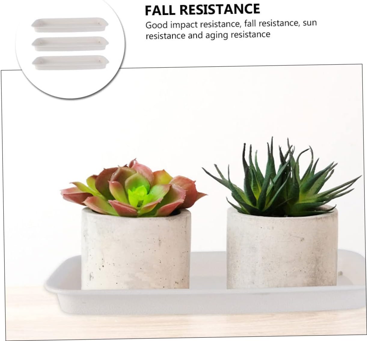 ERINGOGO 14 inch Rectangular Plant Saucers, 3 Pack Pot Drip Tray Thicker Plastic Planter Pot Saucers, Garden Planter Holder for, NO Holes, White