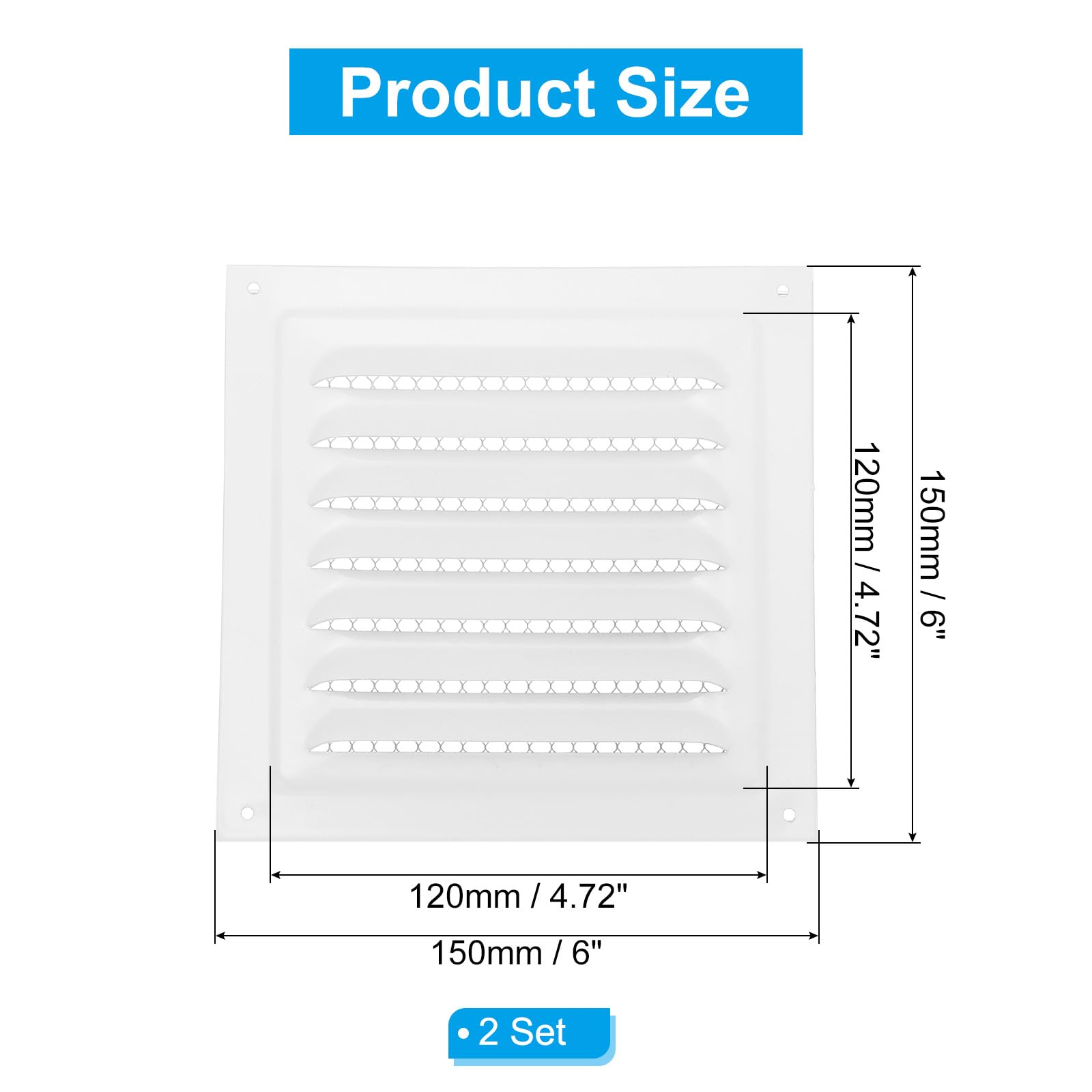 PATIKIL 6"x6" Stainless Steel Gable Vent - Image 2
