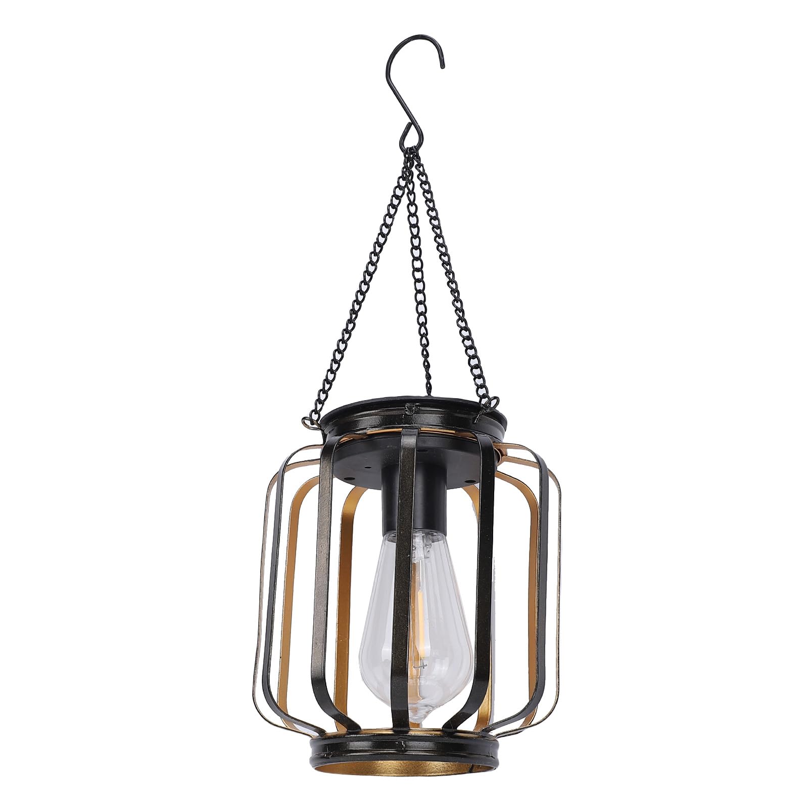 HELEVIA Solar Hanging Lantern, Outdoor Watertight Metal Solar Powered Light with 600mAh Battery and IP65 Watertight, for Garden Yard Patio Porch Balcony (Columnar Order)