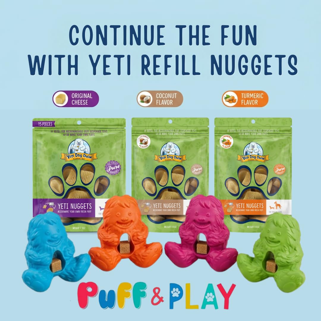 Yeti Puff and Play Hundespielzeug Interaktives Nuggets Leckerlis Spender Puzzle, Spaß Stimulierendes Kauspielzeug für Zahnen, Verhaltenstraining, Angstberuhigung, für leichte bis Moderate Kauer, Grün