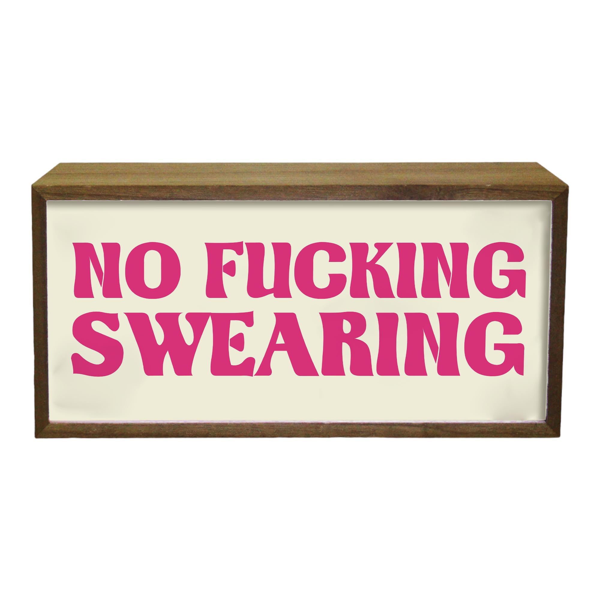 Echo Three Brown Light Box Home No Fuc….Ing Swearing | Illuminated Light Up Led Room Sign | Funny Explicit Languange Print Design | Rude Humour Home Décor | Bright Portable Accent Lighting