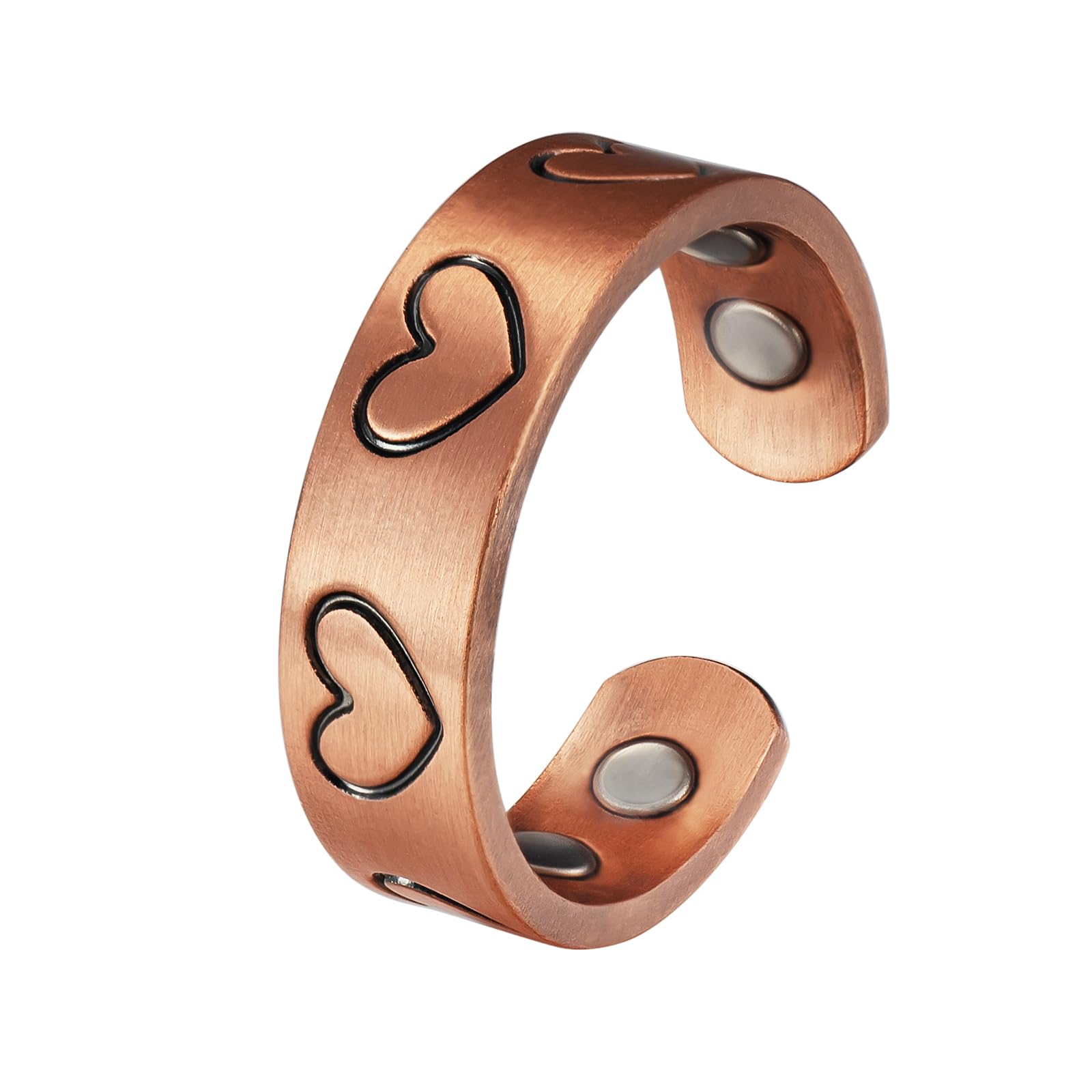 EnerCoppeX Pure Copper Magnetic Rings, Copper Rings for Women with 4 Magnets, Heart-shaped Lymphatic Drainage Magnetic Ring，adjustable Copper Rings Jewelry for Ladies, Easy to adjust: Length 2.3 in,