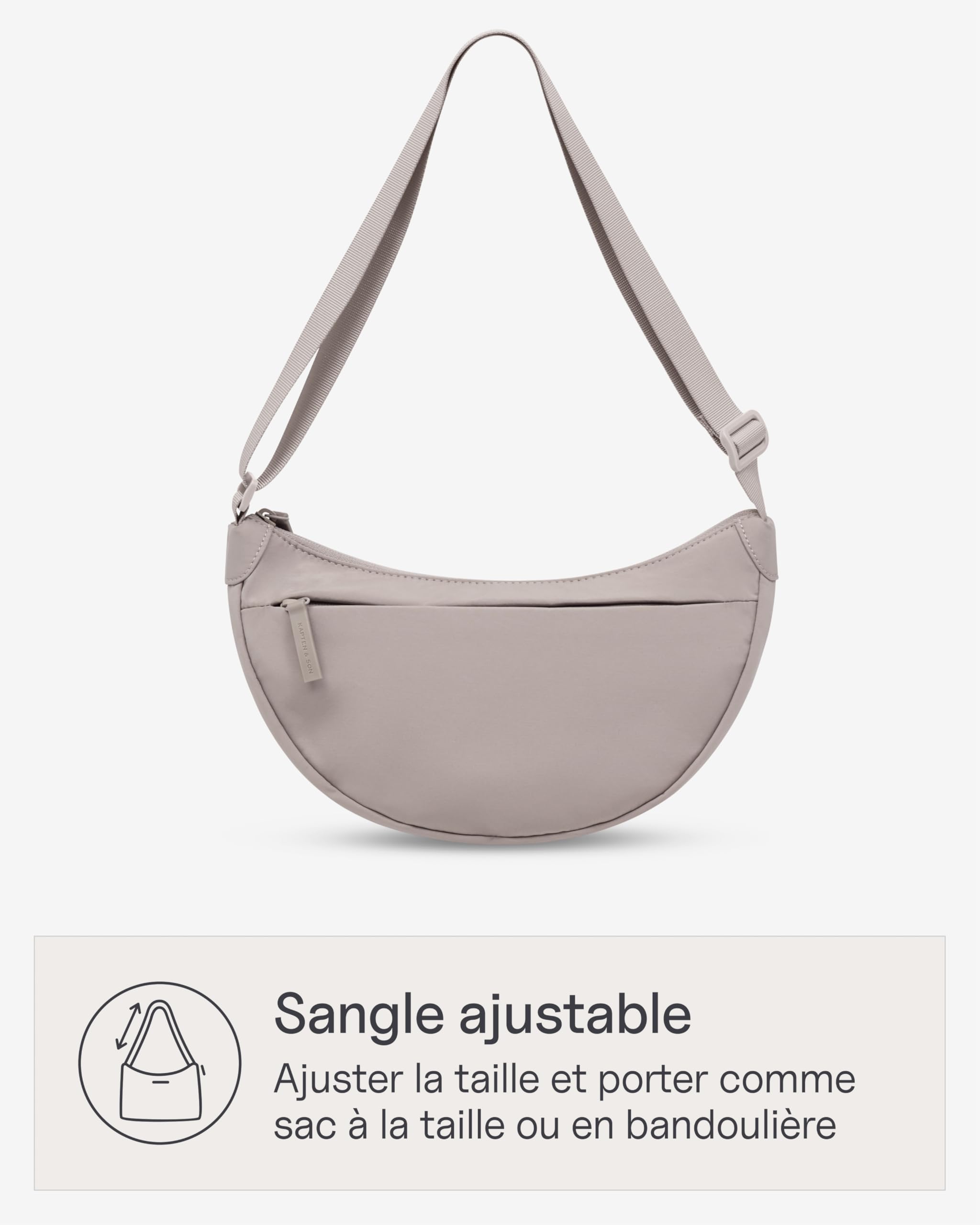 Kapten & Son Sac banane 3,5 l | Sac bandoulière femme & homme | Sac bandoulière avec sangle réglable en longueur et compartiment antivol | imperméable | Idéal pour voyages, festivals, quotidien