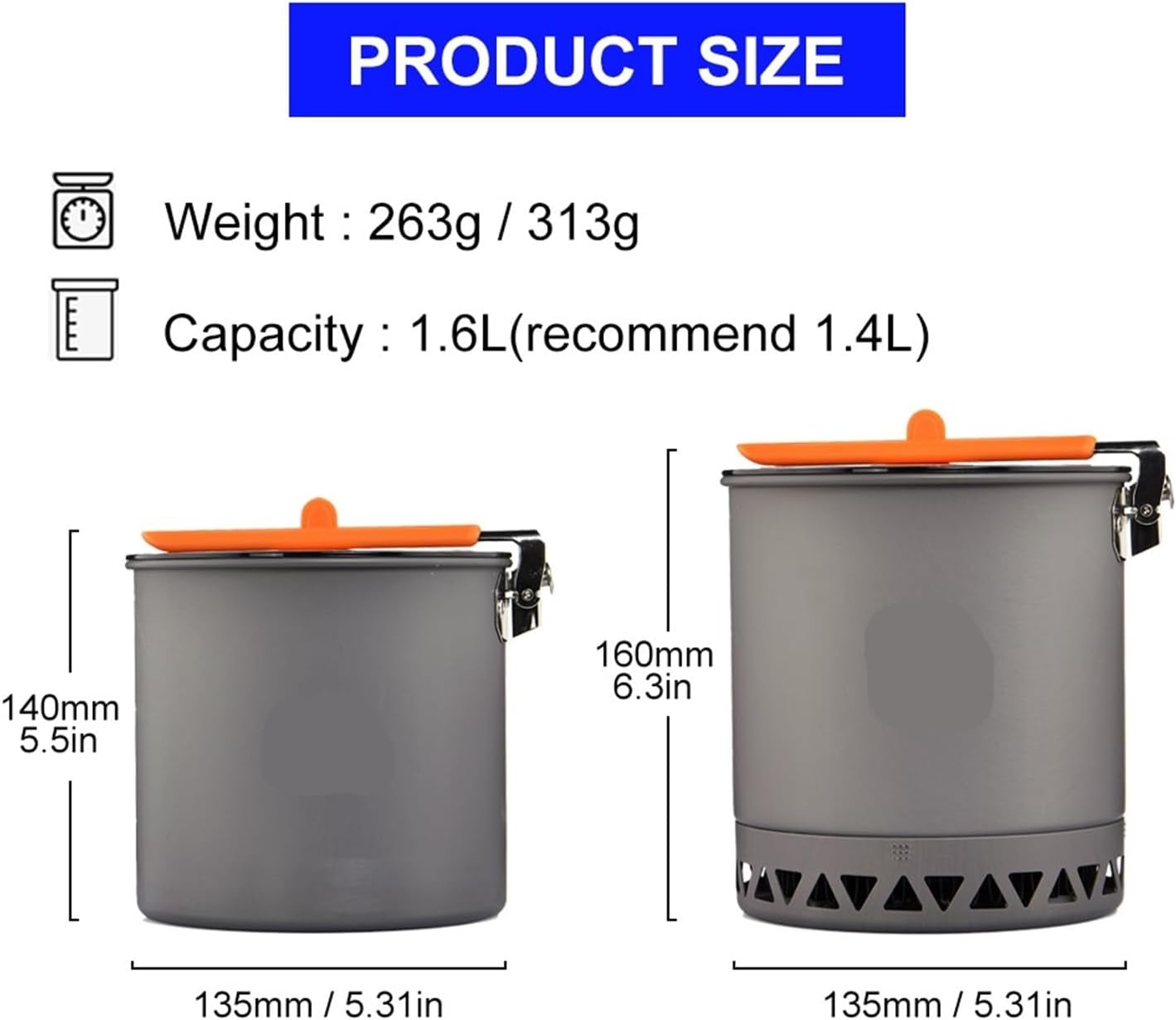 for Camping 1.6L Pot Tourist Dishes Tourism Hiking Picnic Cooking Supplies Cookware Trekking