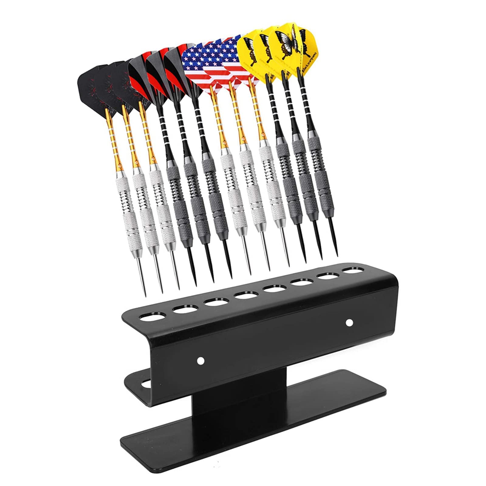 U/ D Home Bar Breakroom Wall-mount Dart Holder Dart Stand Rack Holds 8 Darts Darts Accessories (Black)