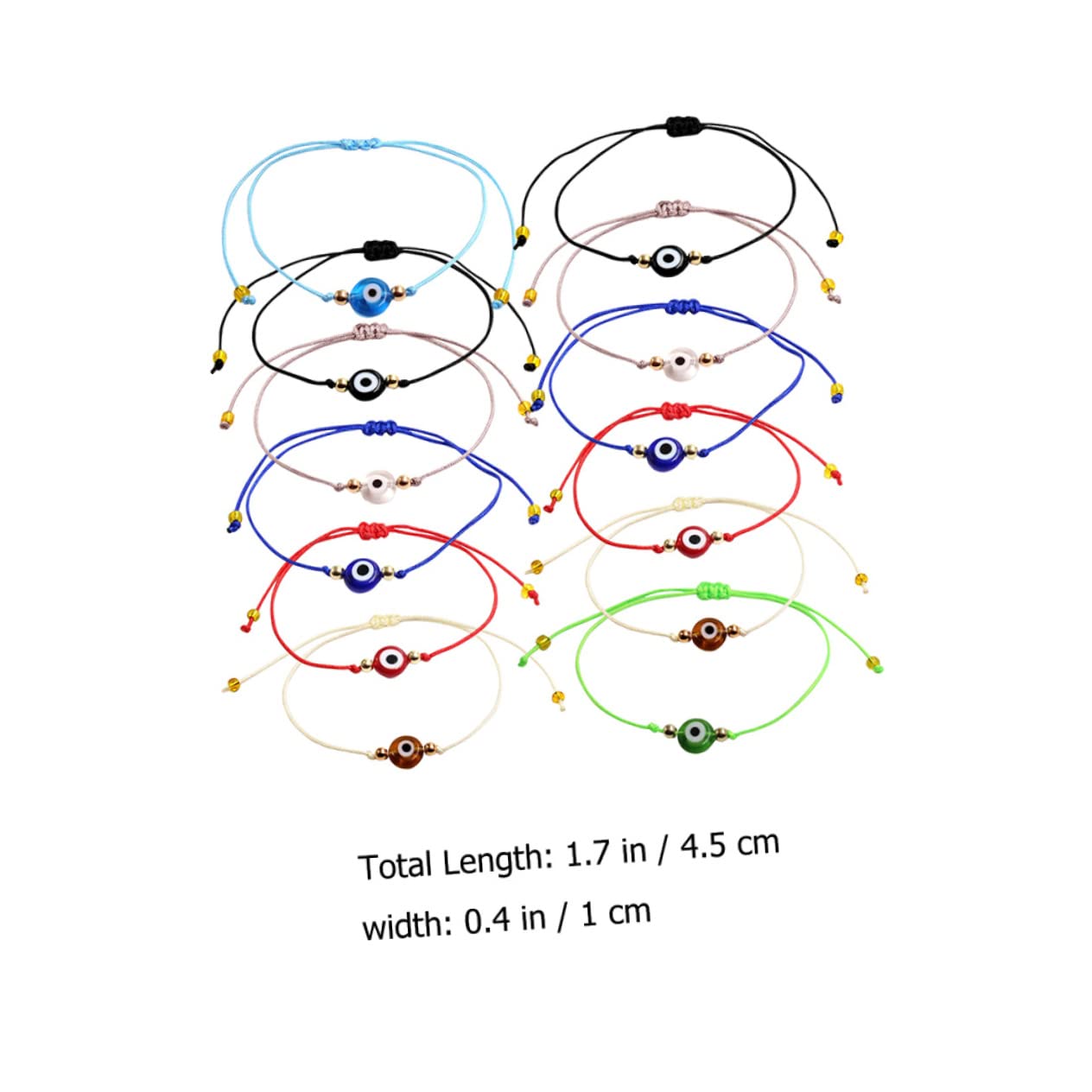 VALICLUD 48piezas Pulseras Ajustables De Ojo Turco Pulseras De Cuerda Para Mujeres Niñas y Niño Niña Joyería Colorida De Protección