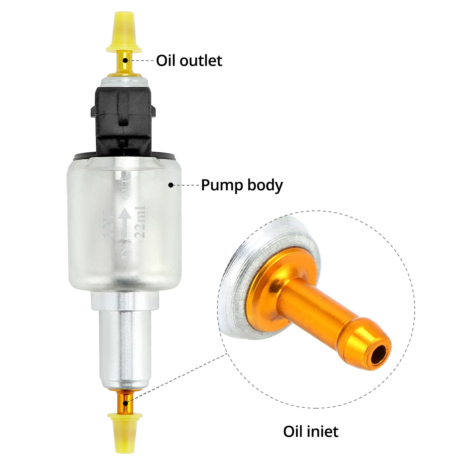 QWORK® Samochodowa pompa grzewcza na olej napędowy o niskim poziomie hałasu, 12 V, 22 ml, kompatybilna z ogrzewaniem postojowym Webasto Eberspacher 1-5 kW