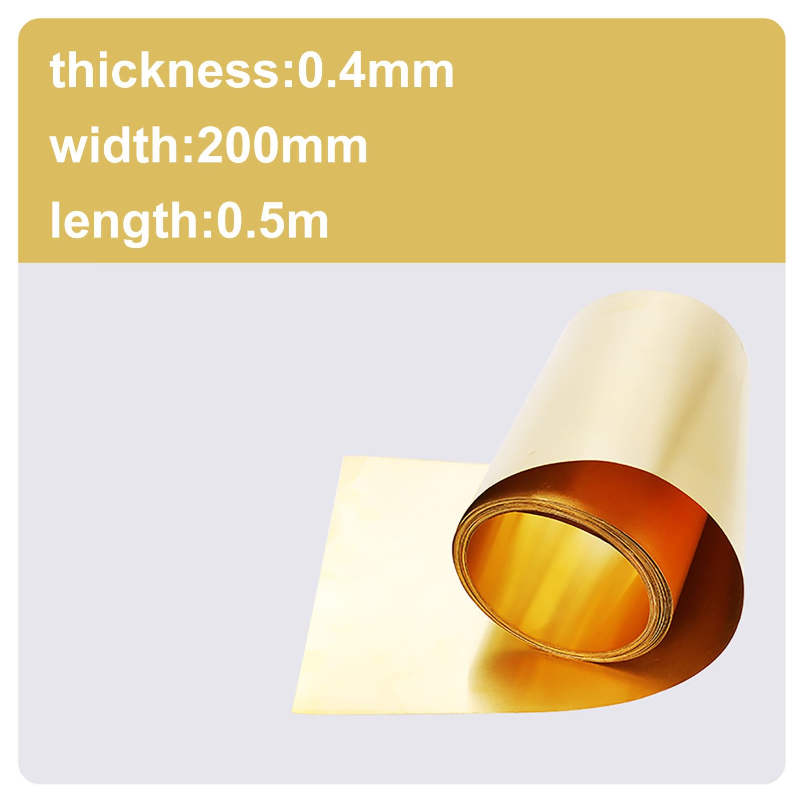 COYOUCO H62 Brass Foil,Brass Sheet Roll,Film Brass Foil Plate,Thickness 0.1-0.4Mm,Width 200Mm,Length 0.5M,0.4mm