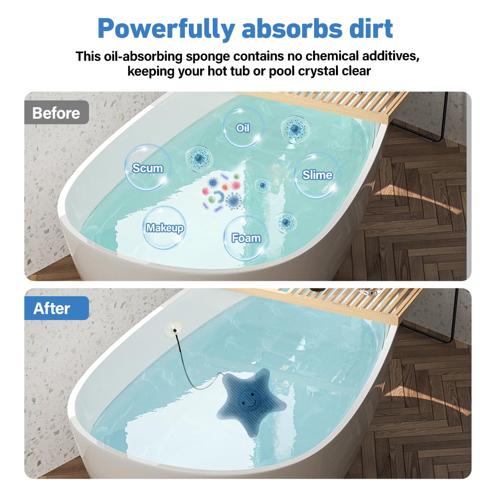 Hot Tub Scum Absorber, 2 Piezas Esponja Absorbente de Aceite, Hot Tub Esponja Absorbente de Aceite, Limpiador de Espuma de Hidromasaje para Piscinas, Interior y Exterior