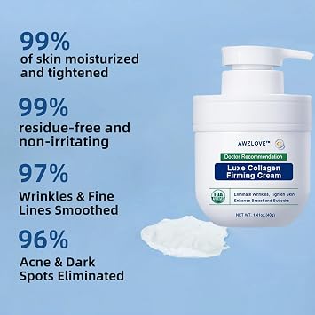 Awzlove Luxe Collagen Firming Cream,Anti-Aging Wrinkle Cream for Face and Body,Support Skins Natural Elastin & Collagen Production for All Skin Types,Vegan Skincare,Non Comedogenic (1PC, 40ml)