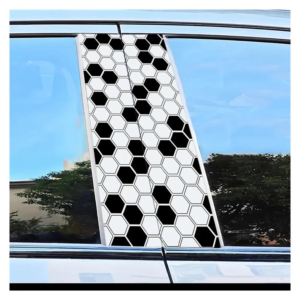 Auto Accessory 2pcs Car B-Pillar Sticker Honeycomb Pattern Scratch Resistant Film