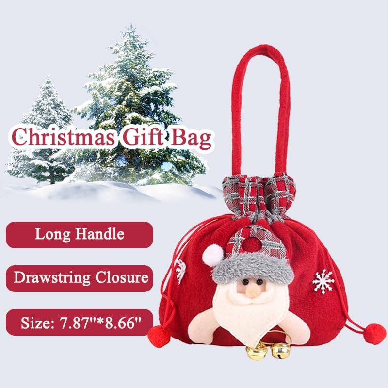 Miniatura 3 de kamumanni Bolsas de regalo de Navidad, bolsas de regalo 3D de Papá Noel, muñeco de nieve, renos, bolsas de regalo reutilizables con cordón, bonitas