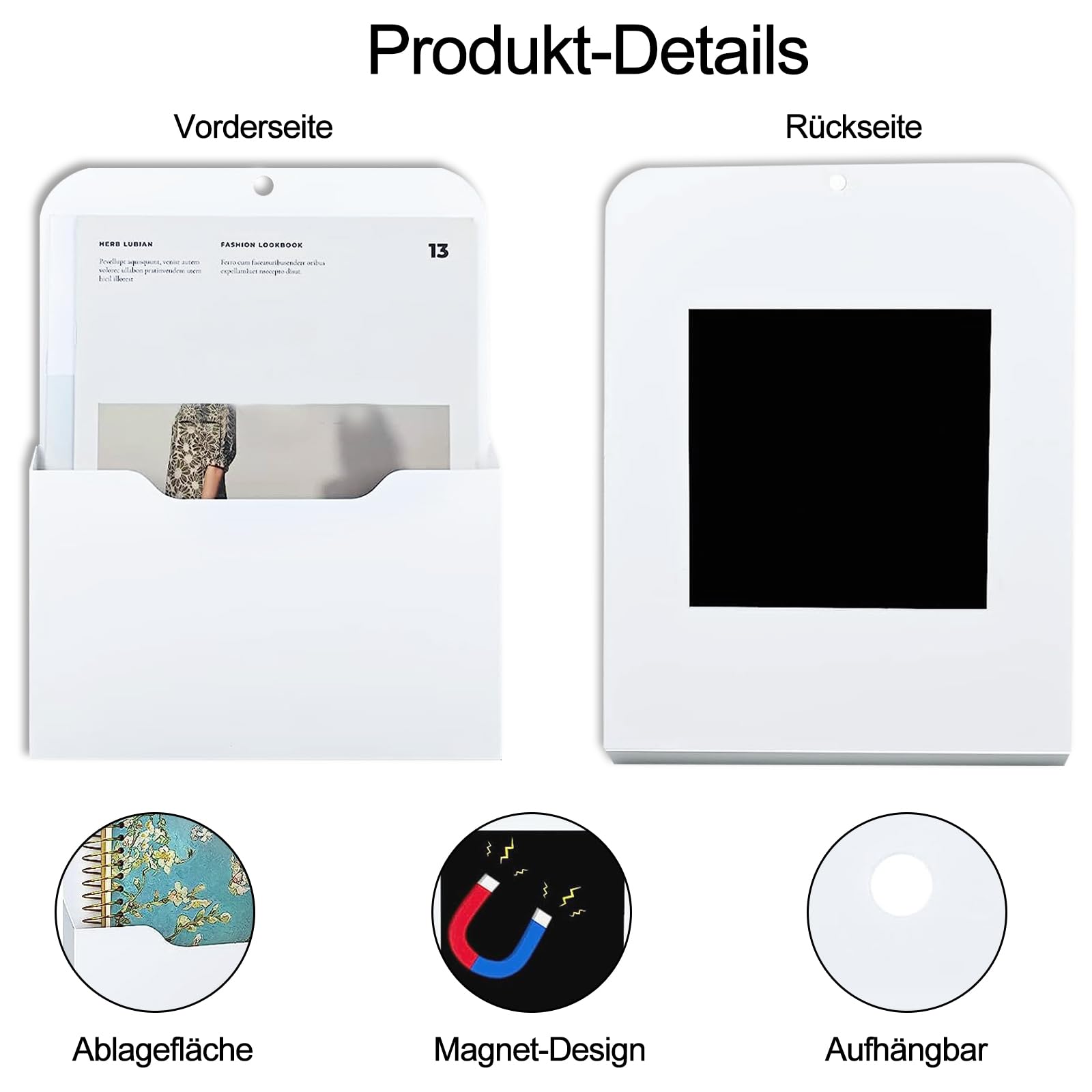 Porta Pennarelli Magnetico 2 Pezzi A4 - Con Magneti Forti Per Lavagna O Frigorifero, Bianco - Foto 8