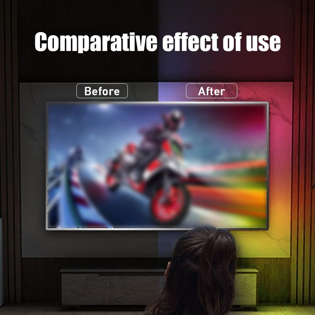 Luces Led USB TV Cambio De Color Retroiluminación Sincronizada Control Inteligente Barra De Luces RGB Multicolor con Sincronización De Luz Y Sonido Fuente De Luz Ambiental HDMI