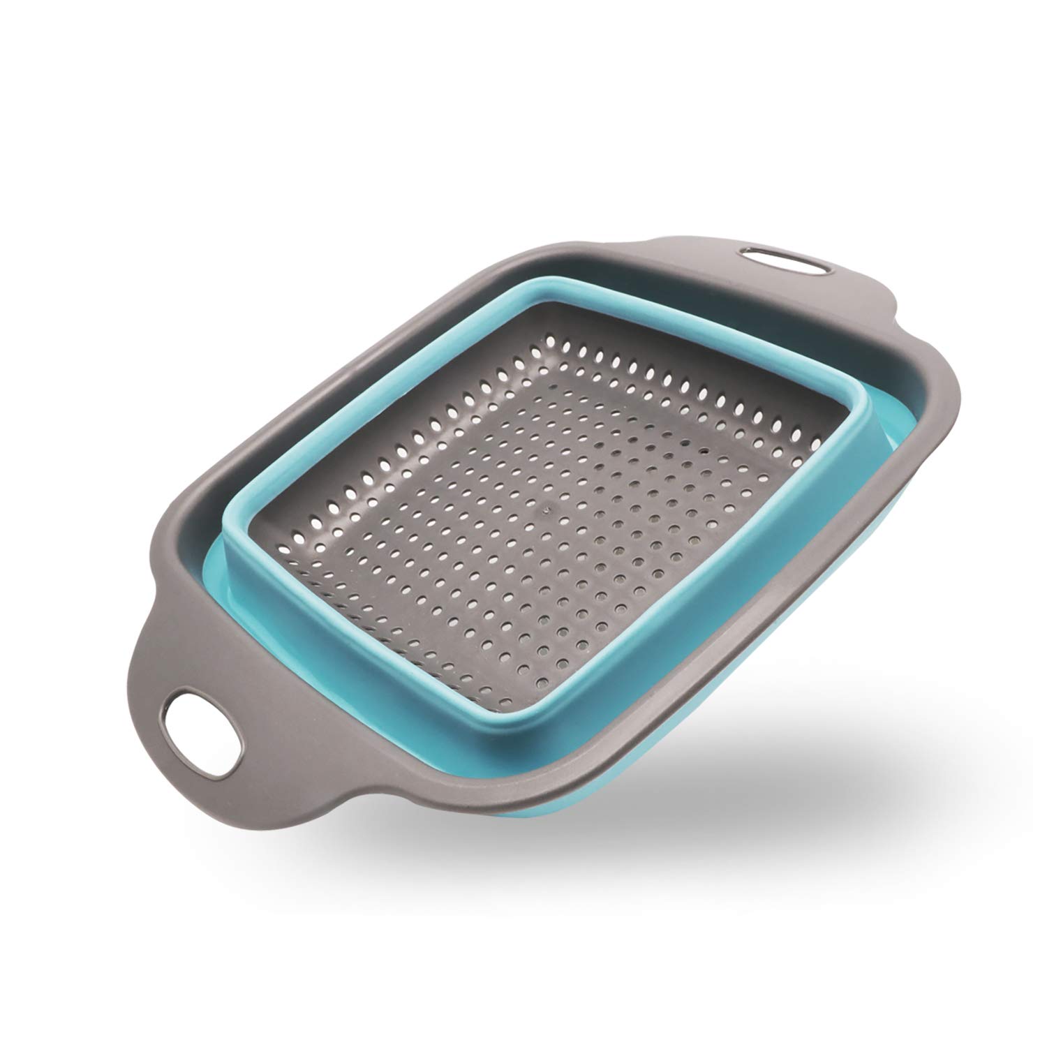 Luoluo Collapsible Kitchen Colander/Strainer, Foldable Silicone Filter, Eco Friendly Non-Toxic, Suitable for Draining Pasta, Vegetables, Fruits 29CM - Blue