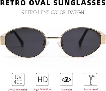 Retro Oval Sunglasses for Women Men Trendy Polarized Sun Glasses Vintage Classic Shades Metal Frame Sunnies