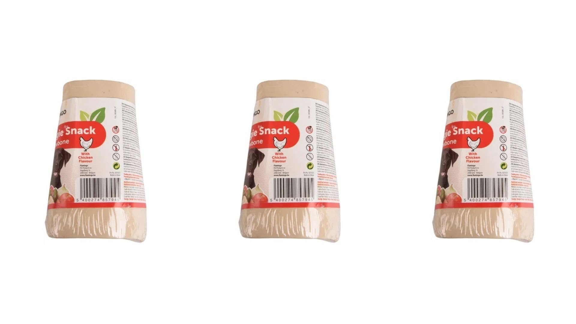Flamingo Snack per Cani VEGIE Tubo Medula Pollo Pack 3X190GR