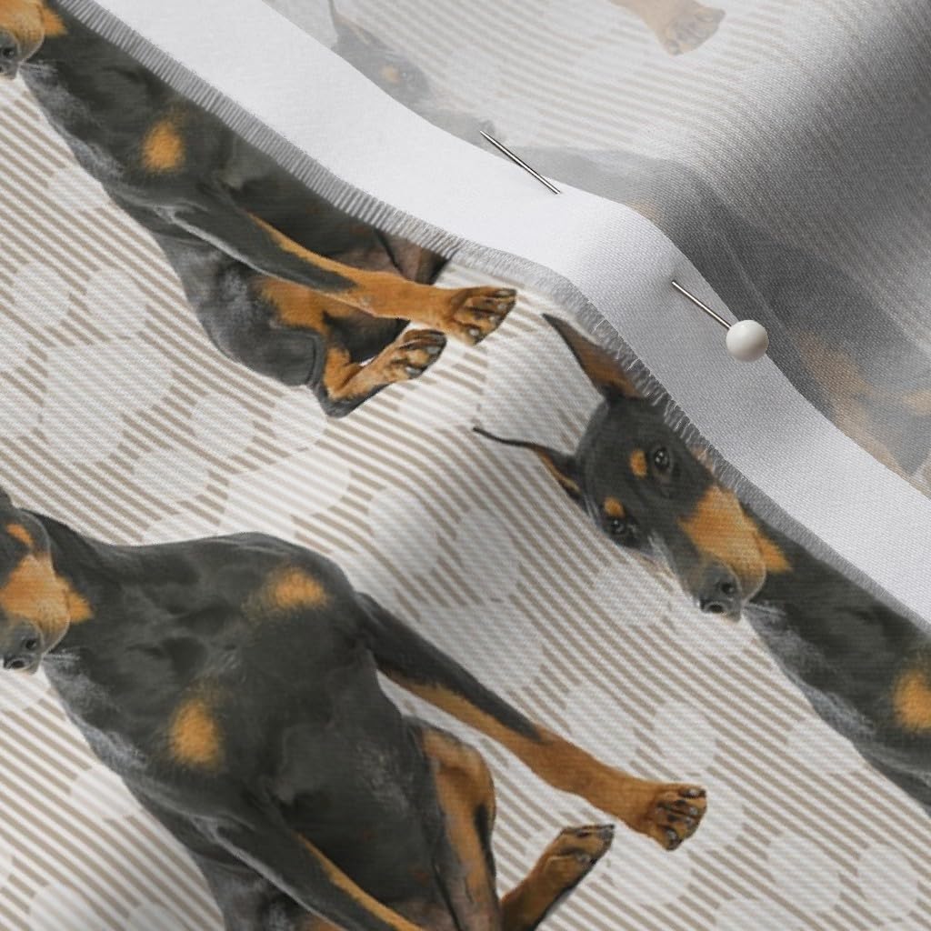Spoonflower Fabric - Doberman Black & Tan Pinscher Dog Pet Printed on Organic Cotton Sateen Fabric by The Yard - Sewing Quilting Apparel Home Decor