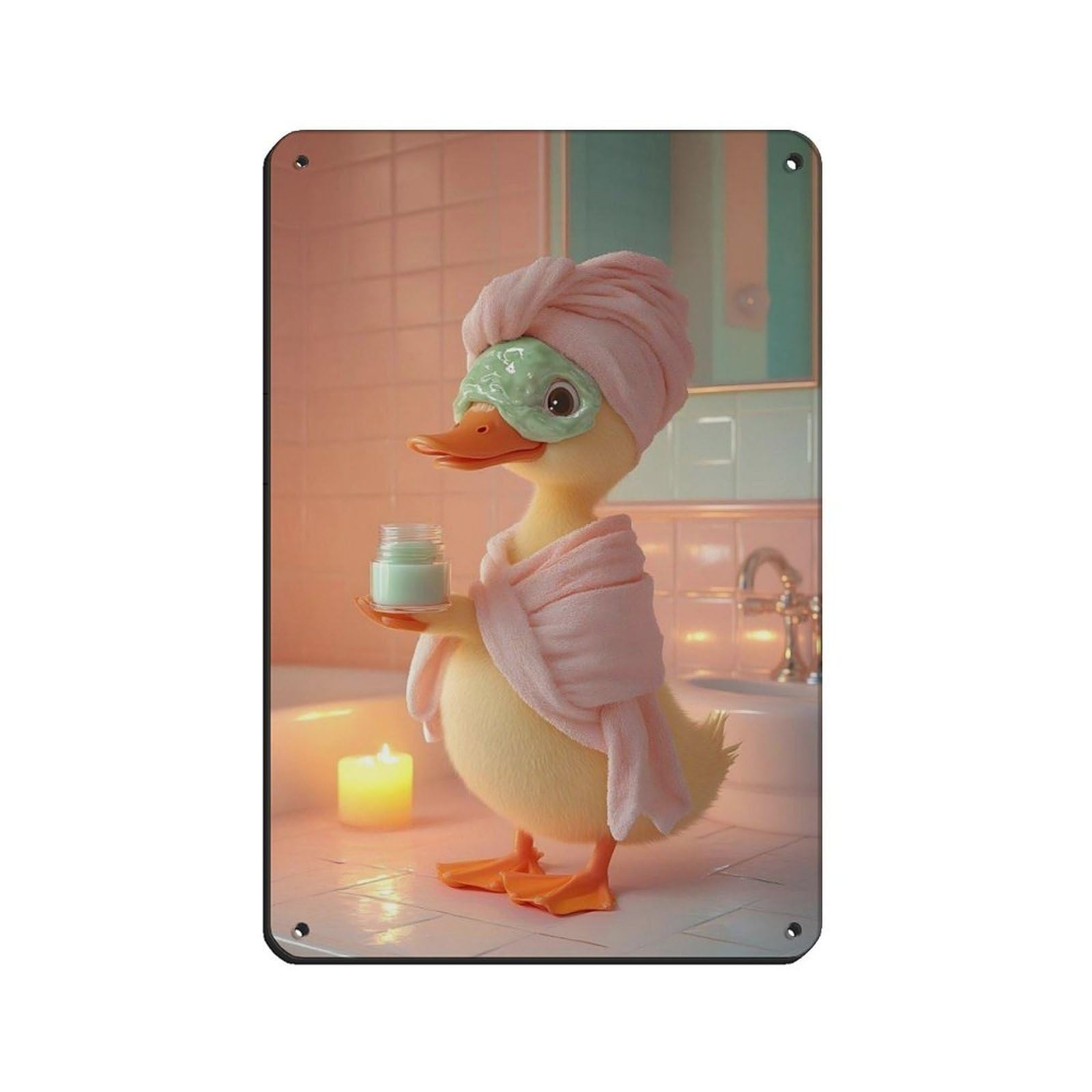 Lxwnze 20L X 30W Cm Cute Duck Bathroom, Spa Day Duck Tin Sign Vintage Metal Pub Club Cafe Bar Home Wall Art Decoration Poster Retro 8X12inch(20X30cm)