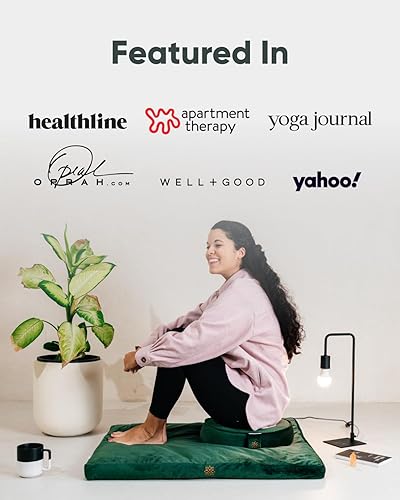 Miniatura 7 de Mindful & Modern Zabuton - Tapete de meditación relleno de algodón para yoga y meditación, cojín de meditación Zabuton para soporte de rodillas y