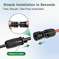 Vista 3 de XRDS -RF Cable de extensión solar 8AWG 3FT paquete de 2 unidades (rojo + negro), cable fotovoltaico con conectores solares macho/hembra, cable