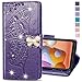 COTDINFOR Compatible with iPhone 14 Case Glitter Bling with Card Holder and Stand Leather Flip Wallet Diamond Butterfly Protective Case for iPhone 14 6.1 inch Crystal Purple