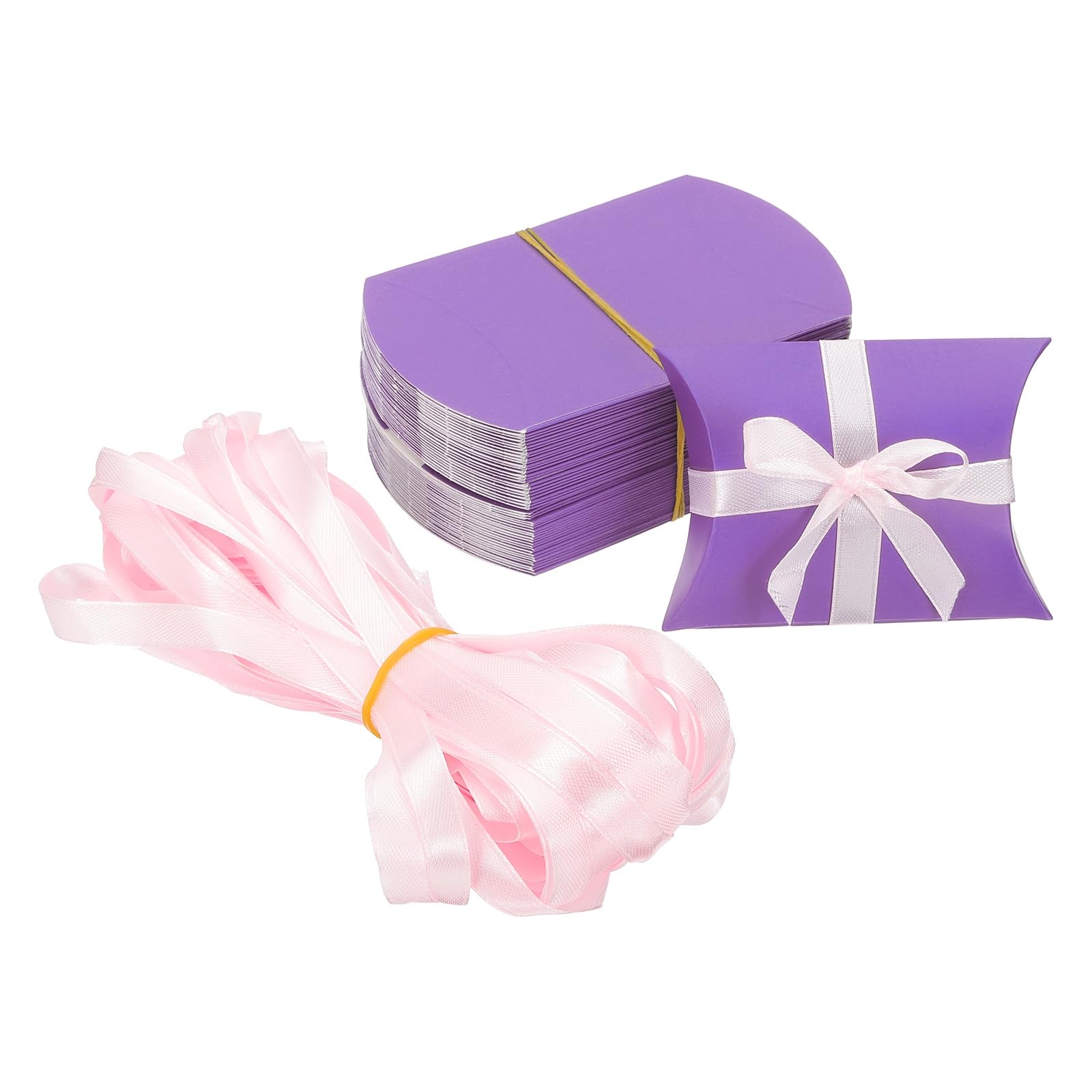 PATIKIL Small Gift Boxes, 50 Pcs 3.5x2.5x1 Inch Pillow Boxes Candy Thank You Treat for Wedding Party Favor Pen Birthday Gift Jewelry Greeting Card, Purple