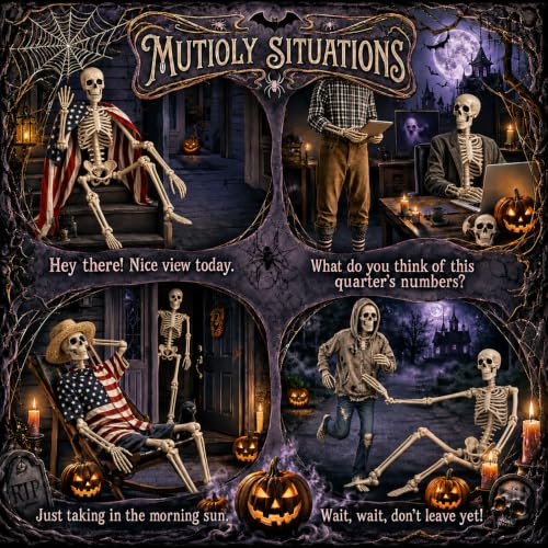 Abakuku 2-Pack 36-Inch Halloween Skeleton Decorations with Movable Joints #TOP26