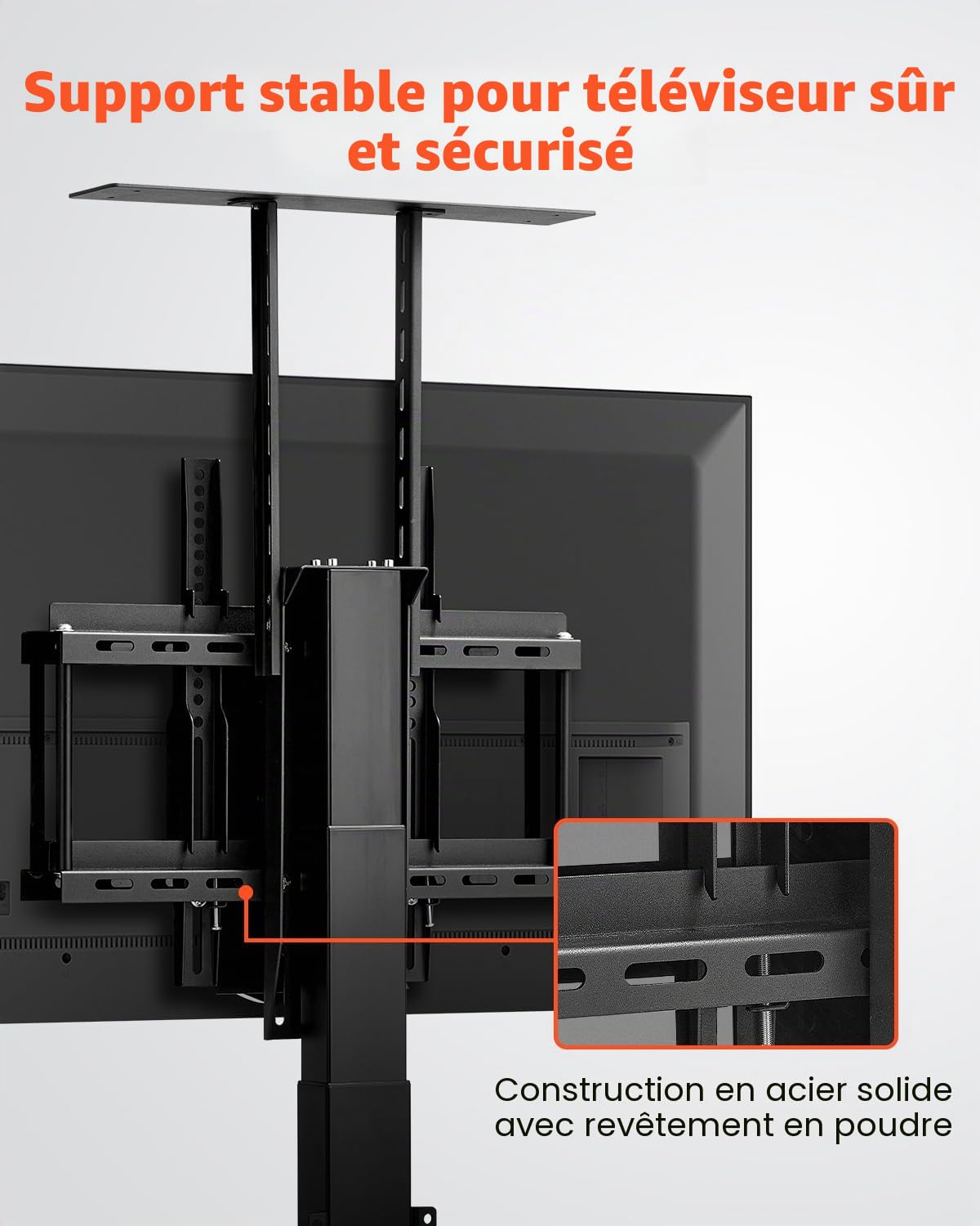 VEVOR Support TV Motorisé Réglable, Fixation TV Charge de 60 kg, Accroche Téléviseur Max. VESA 400x400 mm, pour Écran 32-55 po/81,3-140 cm (Pas dans l'Armoire) ou 32-50 po/81,3-127 cm (dans l'Armoire)