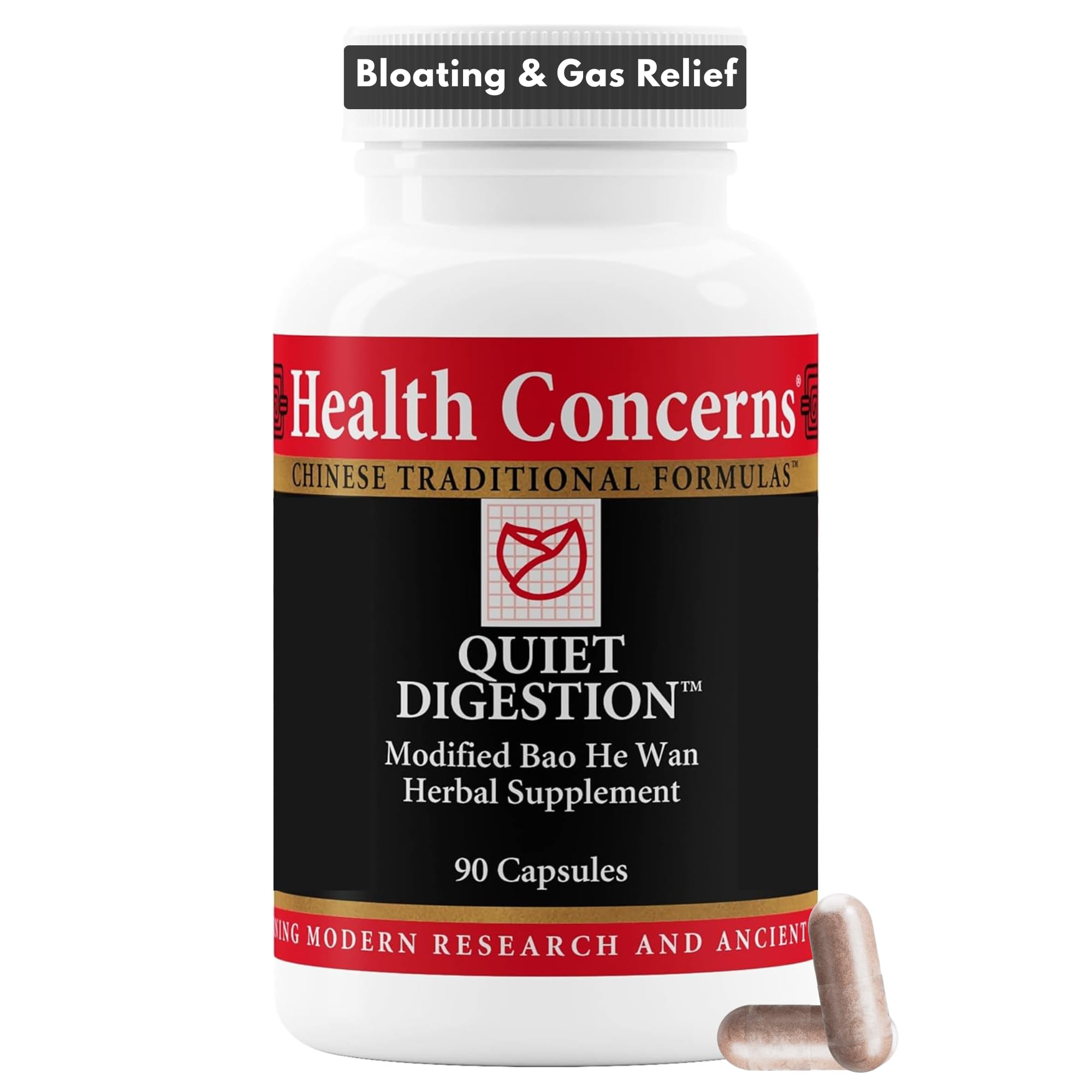 Health Concerns Quiet Digestion – Digestive Support for Upset Stomach, Gas, & Bloating – Herbal Chinese Formula with Bao He Wan – Supplement with Poria, Barley, & Mangolia Bark - 90 Capsules