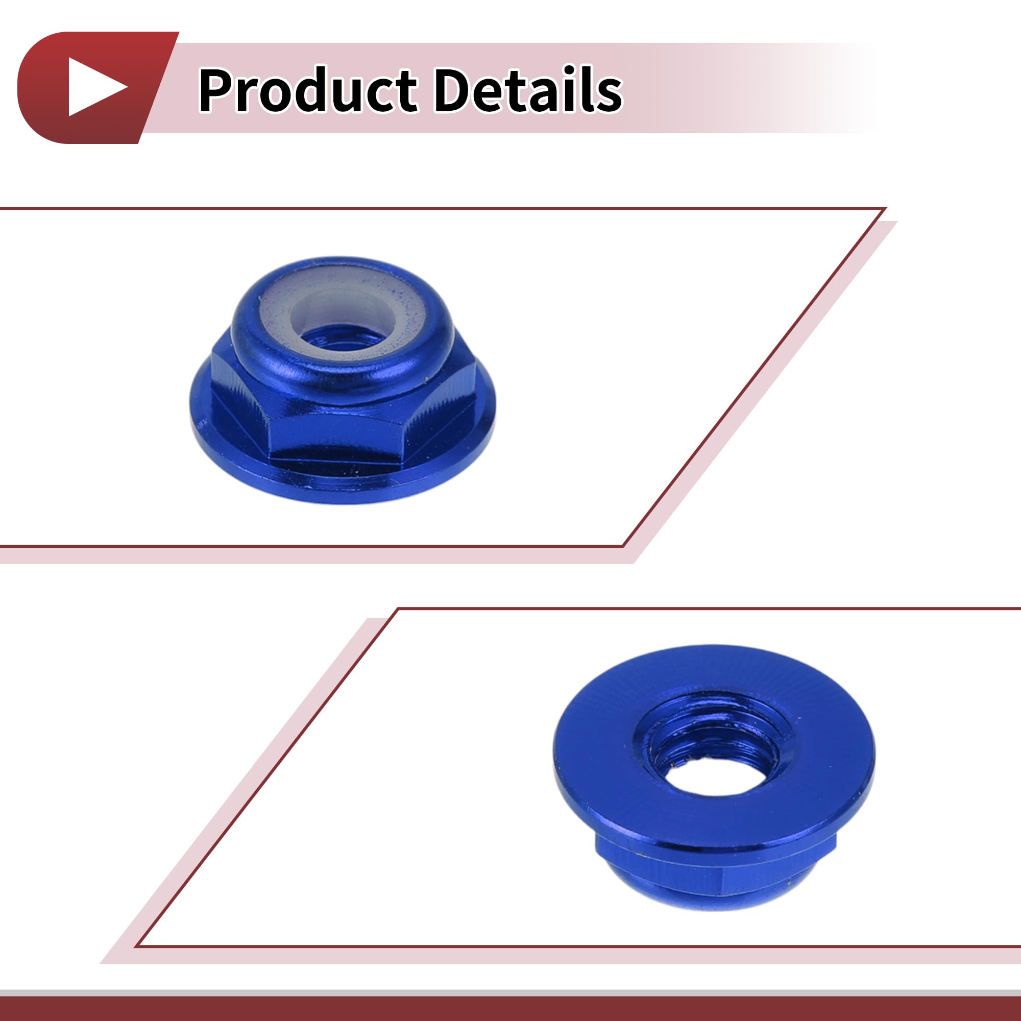 5 Pz Dadi Flangia Auto M4 in Lega di Alluminio Esagonali Piane Dadi Flangia Blocco Filettatura Inversa Antiscivolo Blu 4mm/0.16"