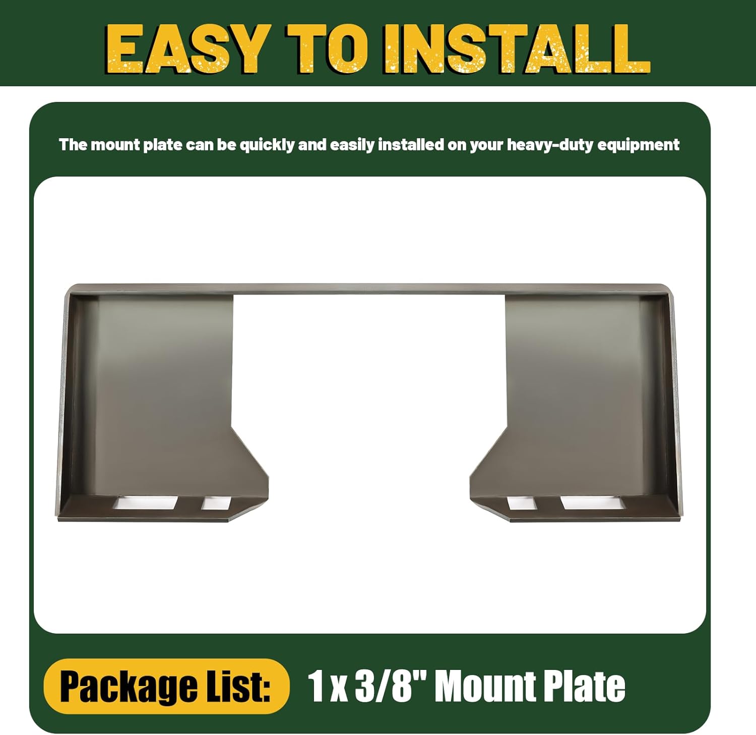 ECOTRIC 3/8" Thick Quick Tach Cut Out Mount Plate, Steel Skid Steer Quick Tach Attachment Adapter Plate Compatible with Bobcat, Kubota Tractors