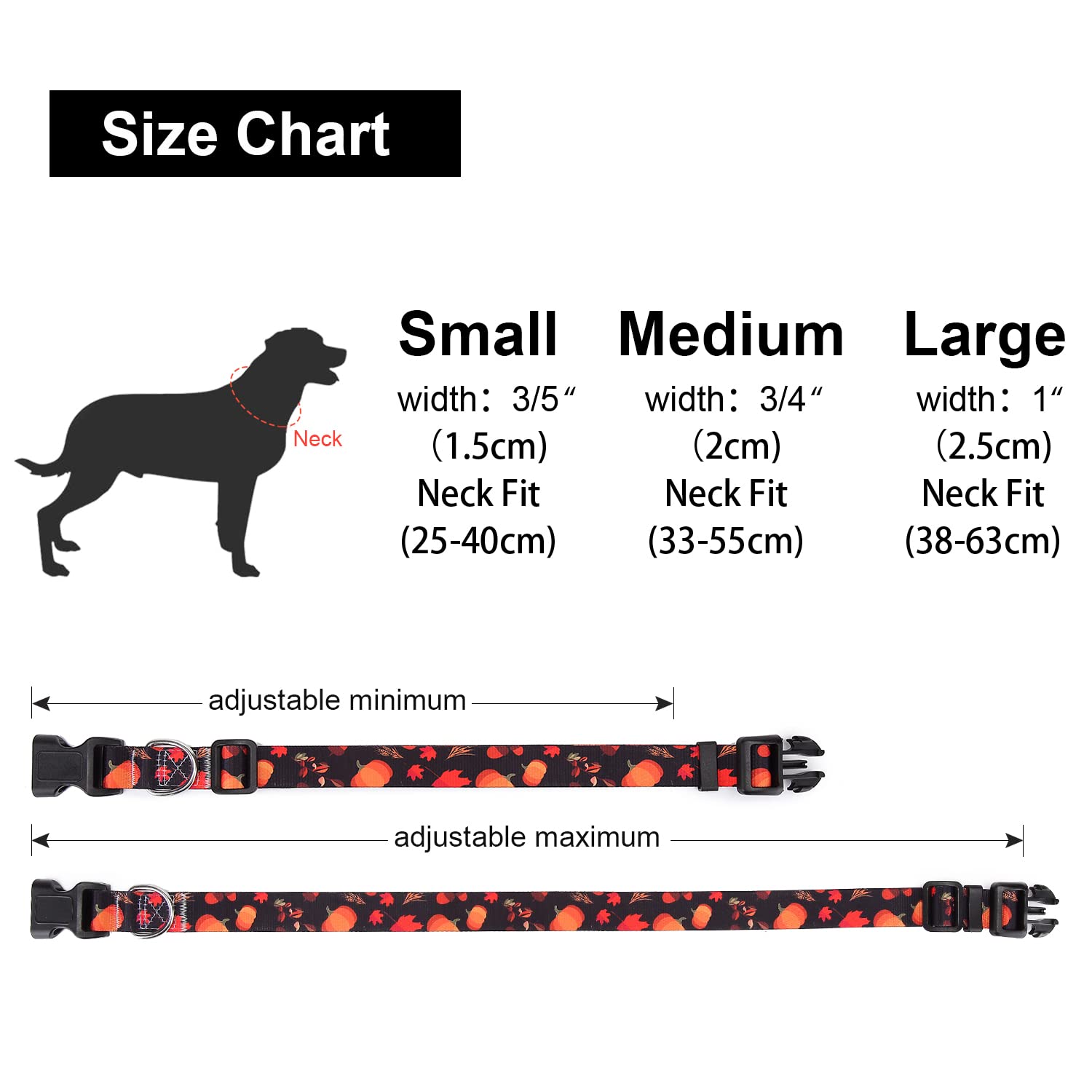 Suredoo Collare per Cani, Nylon Morbido Regolabile Collari per Cani, Gatti, Cuccioli di Taglia Piccola Media Grande (S, Zucca)