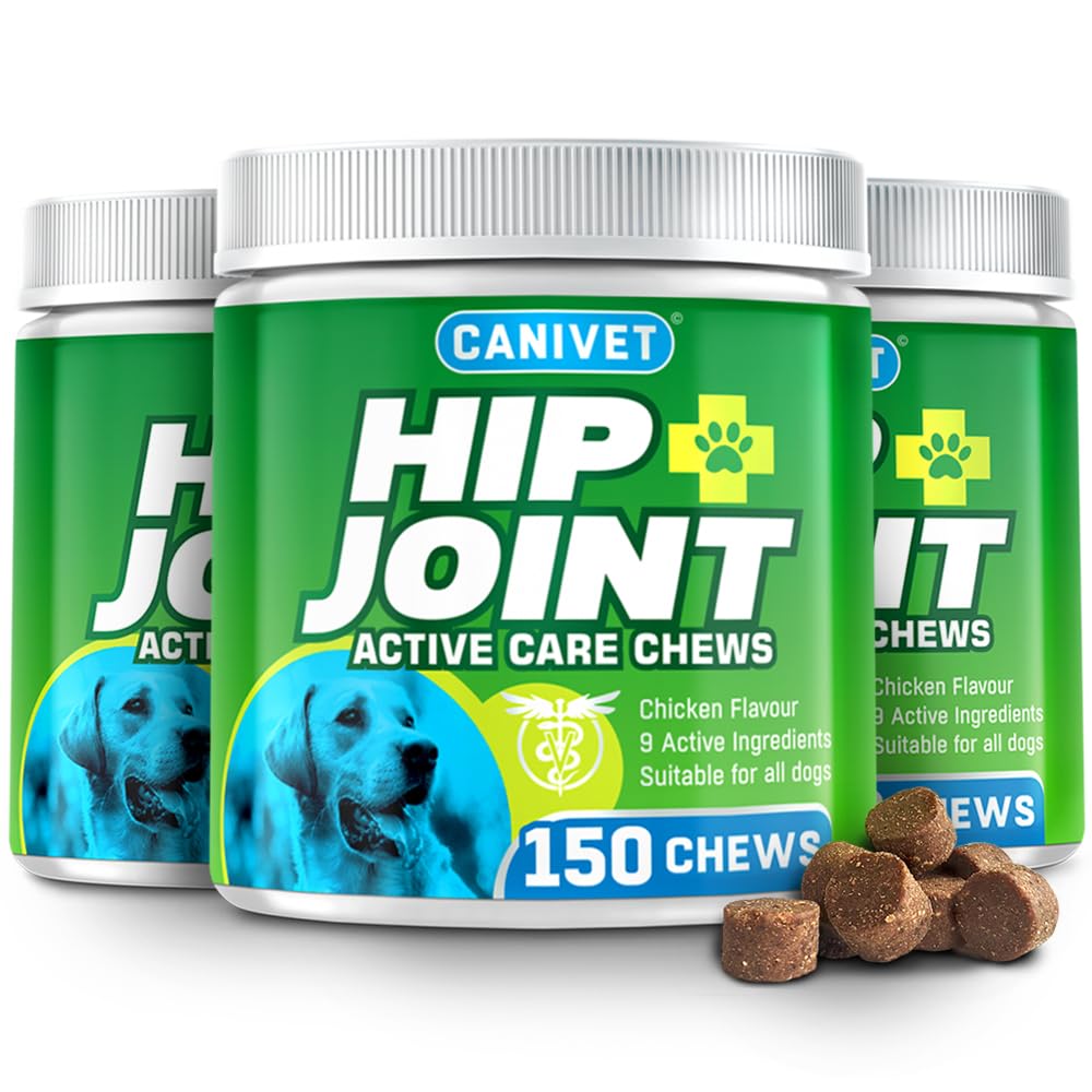 CANIVET Hip and Joint Chews for Dogs - 2 Pack | Green Lipped Mussel, High Strength Glucosamine, Chondroitin & Hyaluronic Acid | Premium Joint Supplements for Dogs & Senior Dogs | 450 Tasty Chews