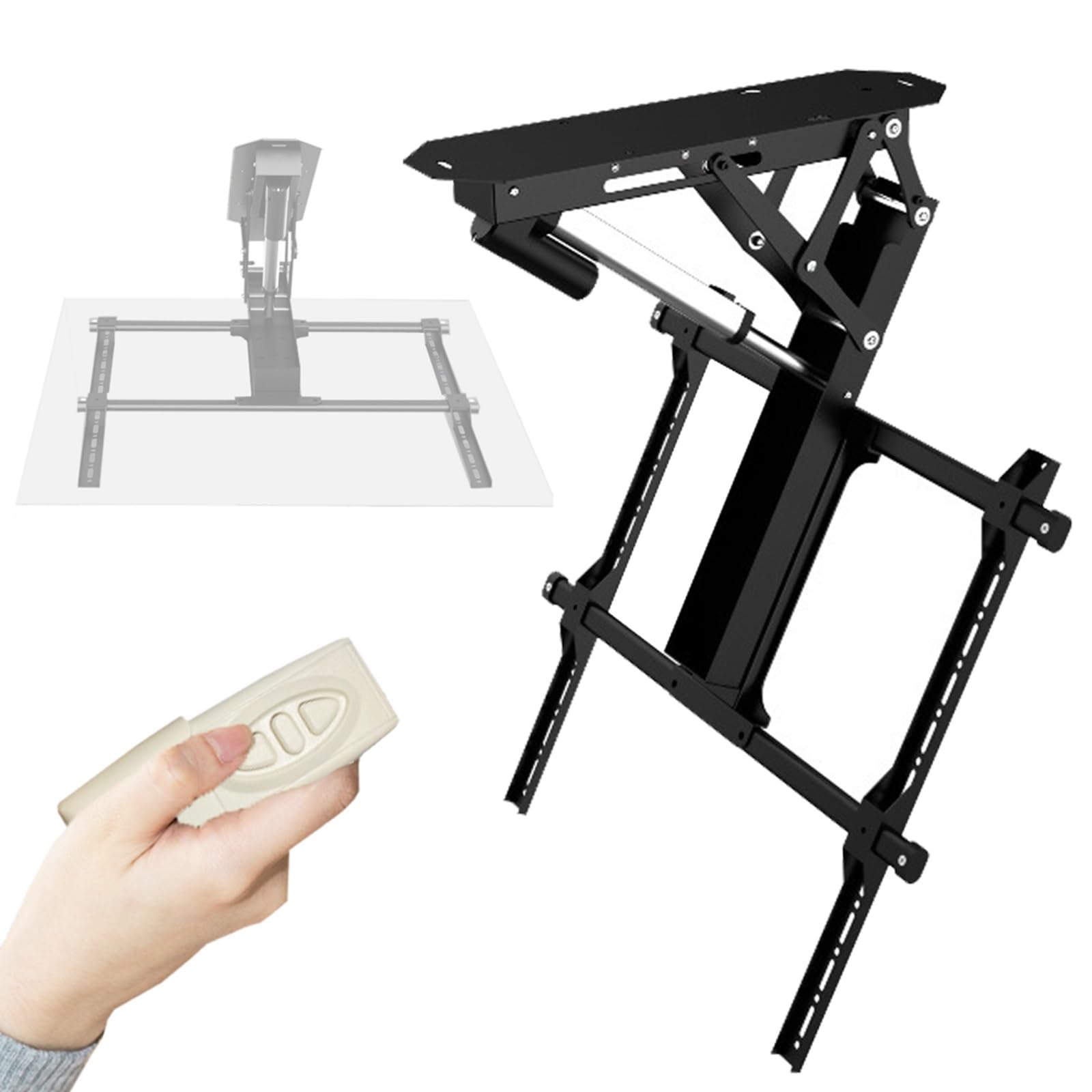 Soporte de TV de Techo eléctrico para Pantallas de 32 a 65 Pulgadas o de 50 a 90 Pulgadas, Soporte de TV de Techo Inclinado motorizado abatible, Ajuste de 0 a 75°, Control Remoto(32-65 Inch)