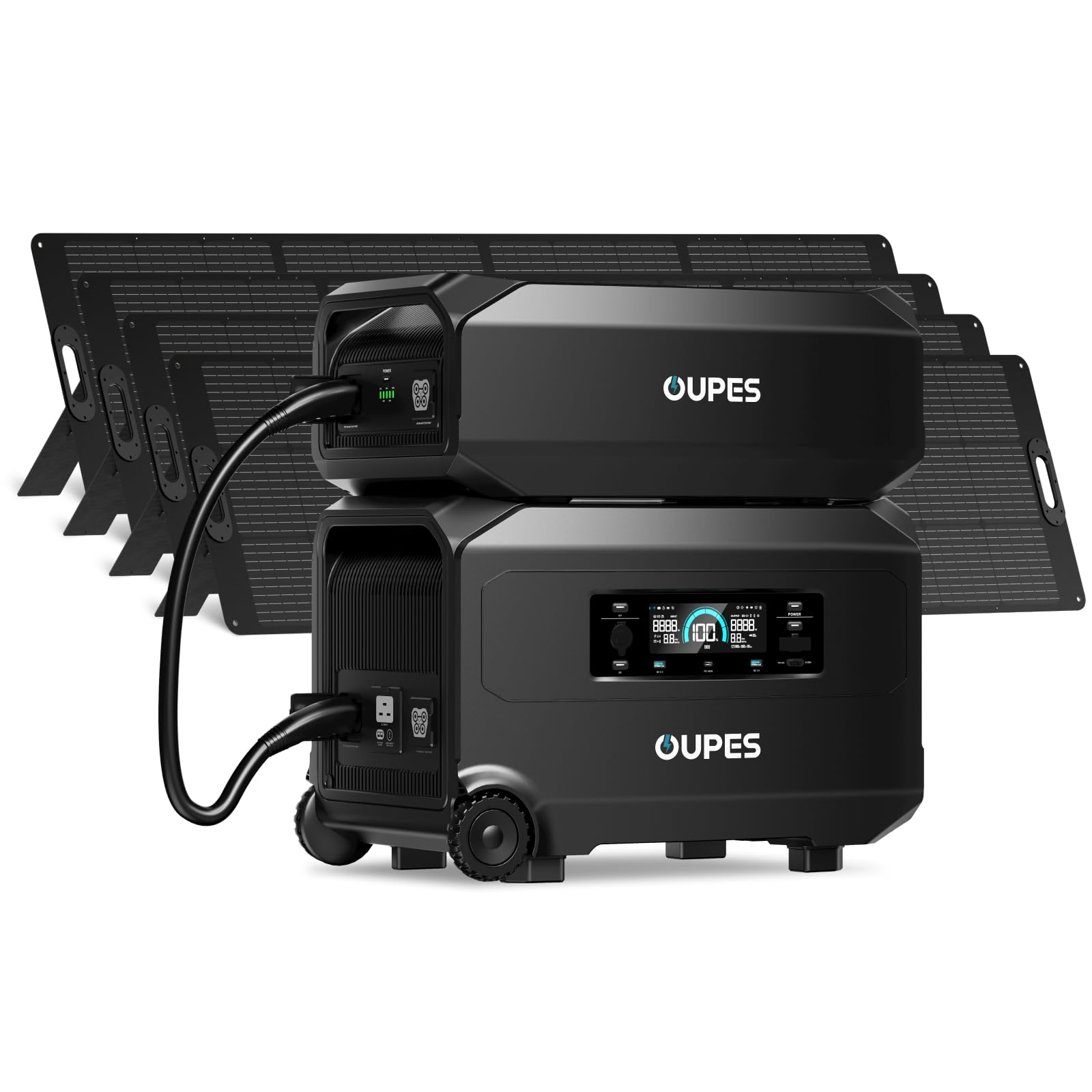 OUPES Guardian 6000 Ultimate Power System 9216Wh Dual Battery Station with 6000W Output 4x240W Solar Panels 960W 120V