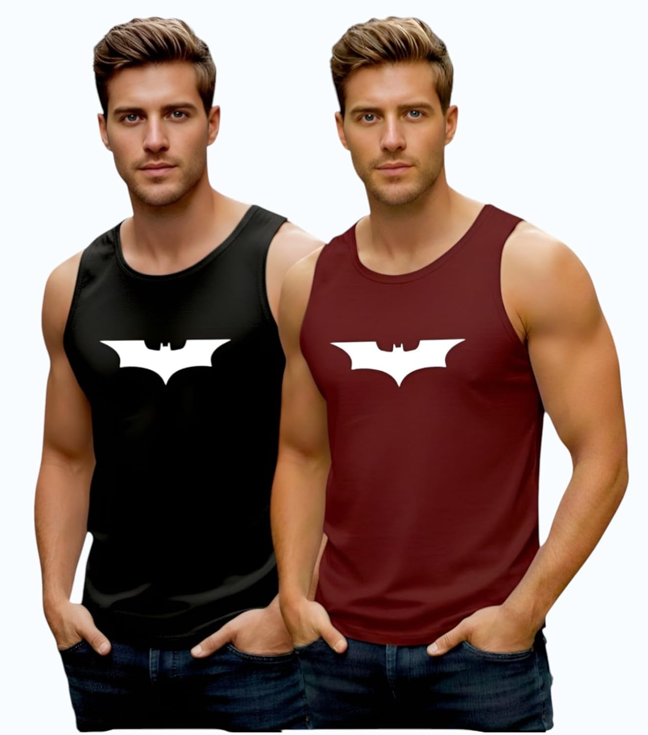 Adixus Men's Sleeveless Tank Top, Graphic Print, Black and Maroon, Pack of 2 - Review, Price and Buying Guide
