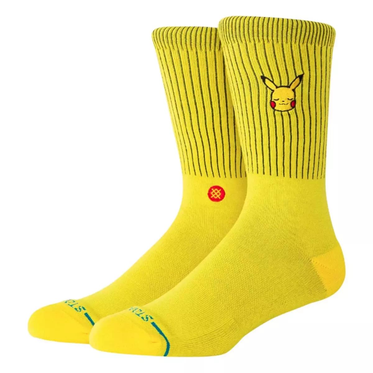 Stance Pikachu Crew Socks Pokemon Yellow Cushioned Calf Socks Medium