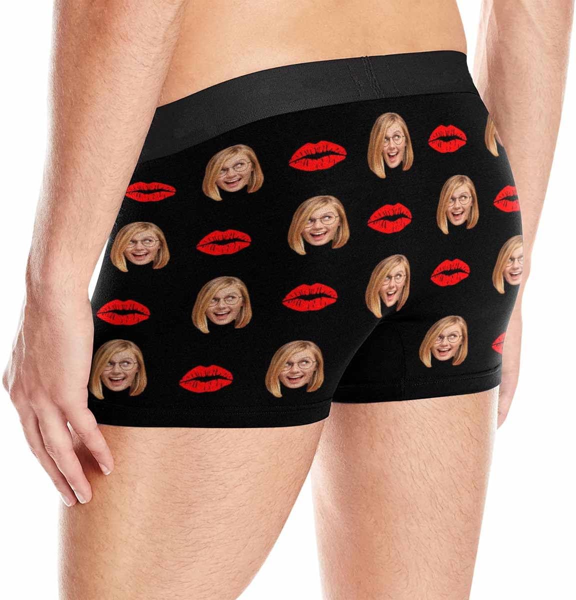 Artsadd Custom Men's Boxer Briefs Personalized Funny Face Shorts Underwear Customized Photo Gift Boyfriend Husband Valentines