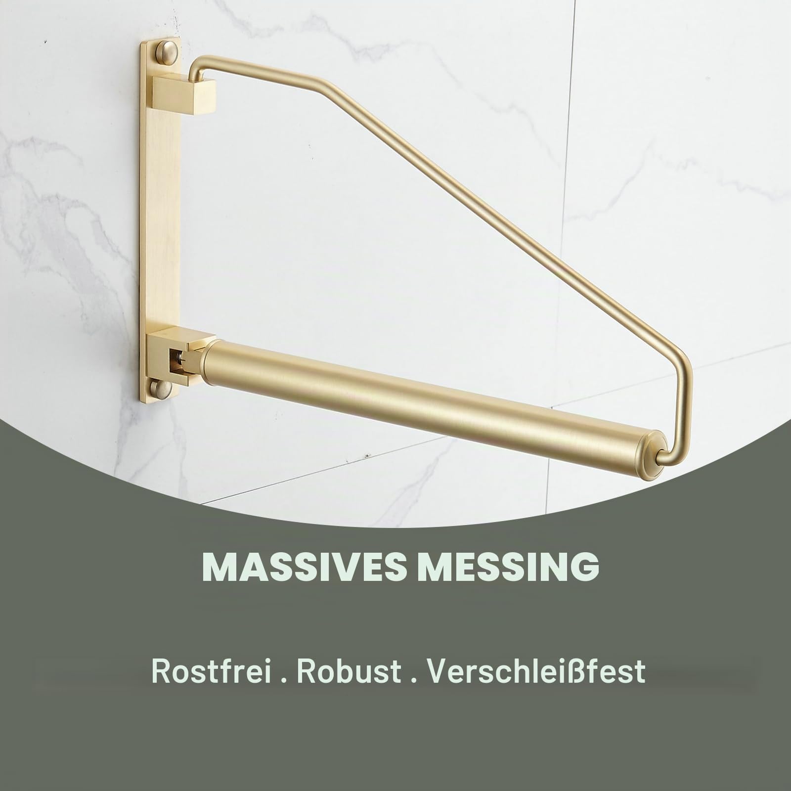 Kleiderhaken Klappbar Gebürstetes Gold,NEWRAIN Wandkleiderhalter, platzsparende Kleiderstange Wandmontage, Kleiderbügel Halterung für Balkon & Schränke