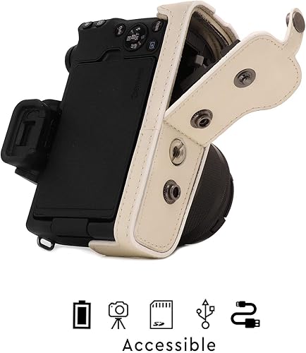 Miniatura 3 de MegaGear Canon EOS M50 - Funda de piel sintética para cámara, color blanco (MG1449)