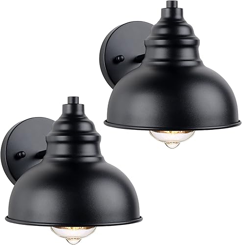 PTRWOROA Paquete de 2 luces de pared al aire libre, pequeña luz de granero, exquisita lámpara de pared exterior para patio, porche, entradas