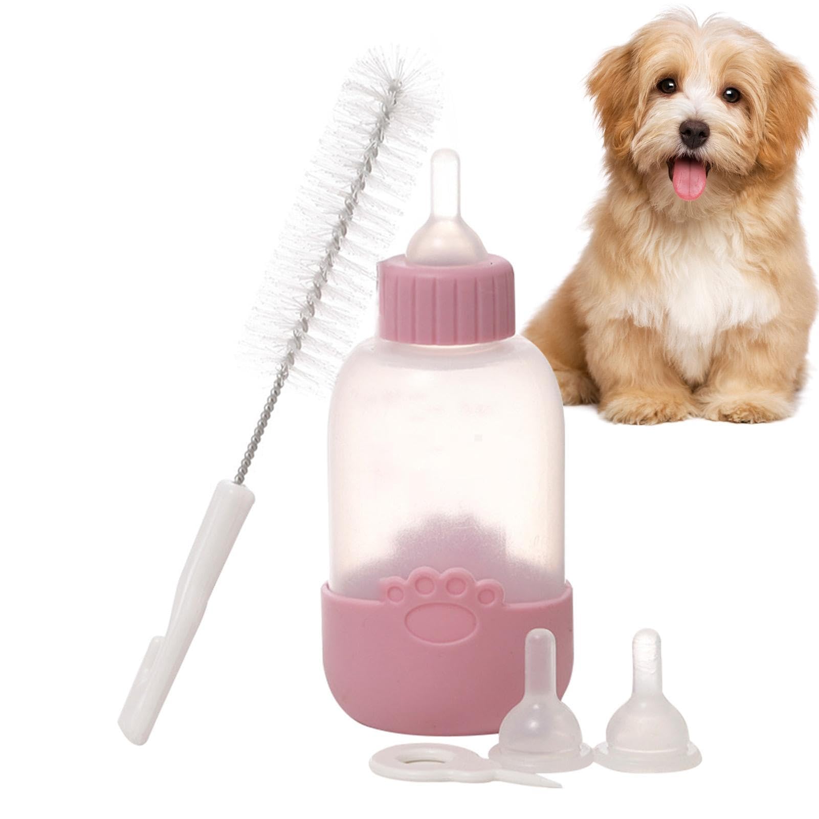 Teksome Kitten Feeding Bottles - 100ml Puppy Milk Feeder Kitten Bottle Feeder | Kitten Bottle Feeder Milk Feeder, Food Grade Feeding Bottle with Teat and Brush, Kitten Supplies